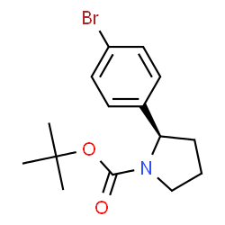 ChemSpider 2D Image | 2-Methyl-2-propanyl (2R)-2-(4-bromophenyl)-1-pyrrolidinecarboxylate | C15H20BrNO2
