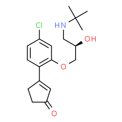 ChemSpider 2D Image | 3-(4-Chloro-2-{(2R)-2-hydroxy-3-[(2-methyl-2-propanyl)amino]propoxy}phenyl)-2-cyclopenten-1-one | C18H24ClNO3