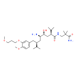ChemSpider 2D Image | (2S,4S,5R,7S)-5-Amino-N-(3-amino-2,2-dimethyl-3-oxopropyl)-4-hydroxy-2-isopropyl-7-[4-methoxy-3-(3-methoxypropoxy)benzyl]-8-methylnonanamide | C30H53N3O6