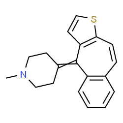 ChemSpider 2D Image | 4-(4H-Benzo[4,5]cyclohepta[1,2-b]thiophen-4-ylidene)-1-methylpiperidine | C19H19NS