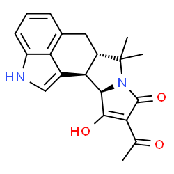 ChemSpider 2D Image | (6aS,11aR,11bR)-10-Acetyl-11-hydroxy-7,7-dimethyl-2,6,6a,7,11a,11b-hexahydro-9H-pyrrolo[1',2':2,3]isoindolo[4,5,6-cd]indol-9-one | C20H20N2O3