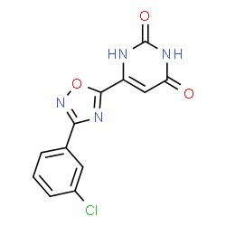 ChemSpider 2D Image | 6-[3-(3-Chlorophenyl)-1,2,4-oxadiazol-5-yl]-2,4(1H,3H)-pyrimidinedione | C12H7ClN4O3