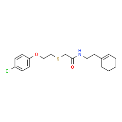 ChemSpider 2D Image | 2-{[2-(4-Chlorophenoxy)ethyl]sulfanyl}-N-[2-(1-cyclohexen-1-yl)ethyl]acetamide | C18H24ClNO2S