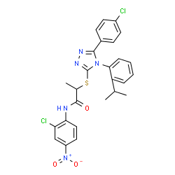 ChemSpider 2D Image | N-(2-Chloro-4-nitrophenyl)-2-{[5-(4-chlorophenyl)-4-(2-isopropylphenyl)-4H-1,2,4-triazol-3-yl]sulfanyl}propanamide | C26H23Cl2N5O3S