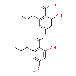 ChemSpider 2D Image | 2-Hydroxy-4-[(2-hydroxy-4-methoxy-6-propylbenzoyl)oxy]-6-propylbenzoic acid | C21H24O7