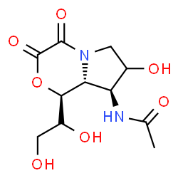 ChemSpider 2D Image | N-{(1S,8S,8aR)-1-[(1S)-1,2-Dihydroxyethyl]-7-hydroxy-3,4-dioxohexahydro-1H-pyrrolo[2,1-c][1,4]oxazin-8-yl}acetamide | C11H16N2O7