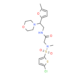 ChemSpider 2D Image | N~2~-[(5-Chloro-2-thienyl)sulfonyl]-N~2~-methyl-N-[2-(5-methyl-2-furyl)-2-(4-morpholinyl)ethyl]glycinamide | C18H24ClN3O5S2