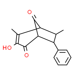 ChemSpider 2D Image | 3-Hydroxy-4,6-dimethyl-7-phenylbicyclo[3.2.1]oct-3-ene-2,8-dione | C16H16O3