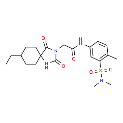 ChemSpider 2D Image | N-[3-(Dimethylsulfamoyl)-4-methylphenyl]-2-(8-ethyl-2,4-dioxo-1,3-diazaspiro[4.5]dec-3-yl)acetamide | C21H30N4O5S