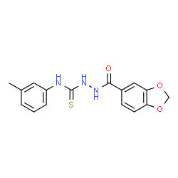 ChemSpider 2D Image | 2-(1,3-Benzodioxol-5-ylcarbonyl)-N-(3-methylphenyl)hydrazinecarbothioamide | C16H15N3O3S