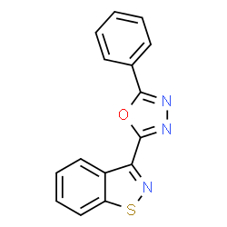 ChemSpider 2D Image | 3-(5-Phenyl-1,3,4-oxadiazol-2-yl)-1,2-benzothiazole | C15H9N3OS