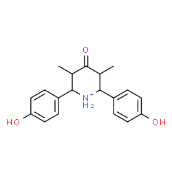 ChemSpider 2D Image | 2,6-Bis(4-hydroxyphenyl)-3,5-dimethyl-4-oxopiperidinium | C19H22NO3
