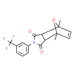 ChemSpider 2D Image | 1,7-Dimethyl-4-[3-(trifluoromethyl)phenyl]-10-oxa-4-azatricyclo[5.2.1.0~2,6~]dec-8-ene-3,5-dione | C17H14F3NO3