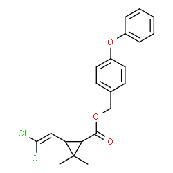 ChemSpider 2D Image | 4-Phenoxybenzyl 3-(2,2-dichlorovinyl)-2,2-dimethylcyclopropanecarboxylate | C21H20Cl2O3