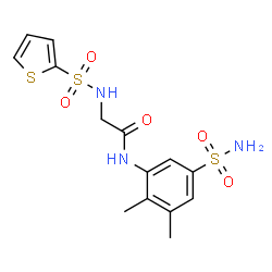ChemSpider 2D Image | N-(2,3-Dimethyl-5-sulfamoylphenyl)-N~2~-(2-thienylsulfonyl)glycinamide | C14H17N3O5S3