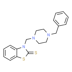 ChemSpider 2D Image | 3-[(4-Benzyl-1-piperazinyl)methyl]-1,3-benzothiazole-2(3H)-thione | C19H21N3S2