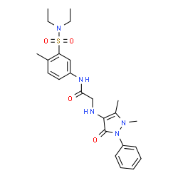 ChemSpider 2D Image | N-[3-(Diethylsulfamoyl)-4-methylphenyl]-N~2~-(1,5-dimethyl-3-oxo-2-phenyl-2,3-dihydro-1H-pyrazol-4-yl)glycinamide | C24H31N5O4S