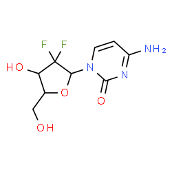 ChemSpider 2D Image | 4-Amino-1-(2-deoxy-2,2-difluoropentofuranosyl)-2(1H)-pyrimidinone | C9H11F2N3O4