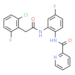ChemSpider 2D Image | N-(2-{[(2-Chloro-6-fluorophenyl)acetyl]amino}-4-fluorophenyl)-2-pyridinecarboxamide | C20H14ClF2N3O2