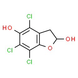 ChemSpider 2D Image | 4,6,7-Trichloro-2,3-dihydro-1-benzofuran-2,5-diol | C8H5Cl3O3