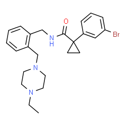 ChemSpider 2D Image | 1-(3-Bromophenyl)-N-{2-[(4-ethyl-1-piperazinyl)methyl]benzyl}cyclopropanecarboxamide | C24H30BrN3O
