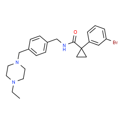 ChemSpider 2D Image | 1-(3-Bromophenyl)-N-{4-[(4-ethyl-1-piperazinyl)methyl]benzyl}cyclopropanecarboxamide | C24H30BrN3O