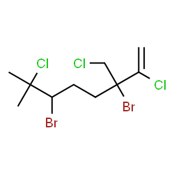 ChemSpider 2D Image | 3,6-Dibromo-2,7-dichloro-3-(chloromethyl)-7-methyl-1-octene | C10H15Br2Cl3