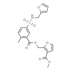 ChemSpider 2D Image | Methyl 2-[({5-[(2-furylmethyl)sulfamoyl]-2-methylbenzoyl}oxy)methyl]-3-furoate | C20H19NO8S
