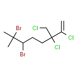 ChemSpider 2D Image | 6,7-Dibromo-2,3-dichloro-3-(chloromethyl)-7-methyl-1-octene | C10H15Br2Cl3