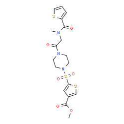 ChemSpider 2D Image | Methyl 5-({4-[N-methyl-N-(2-thienylcarbonyl)glycyl]-1-piperazinyl}sulfonyl)-3-thiophenecarboxylate | C18H21N3O6S3