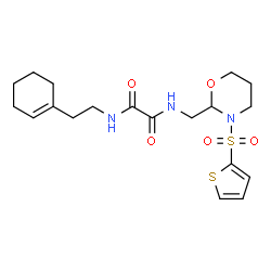 ChemSpider 2D Image | N-[2-(1-Cyclohexen-1-yl)ethyl]-N'-{[3-(2-thienylsulfonyl)-1,3-oxazinan-2-yl]methyl}ethanediamide | C19H27N3O5S2