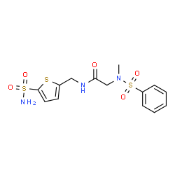 ChemSpider 2D Image | N~2~-Methyl-N~2~-(phenylsulfonyl)-N-[(5-sulfamoyl-2-thienyl)methyl]glycinamide | C14H17N3O5S3