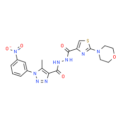 ChemSpider 2D Image | 5-Methyl-N'-{[2-(4-morpholinyl)-1,3-thiazol-4-yl]carbonyl}-1-(3-nitrophenyl)-1H-1,2,3-triazole-4-carbohydrazide | C18H18N8O5S
