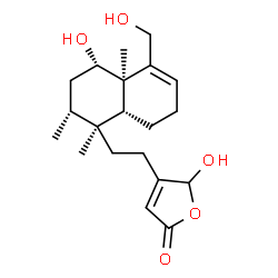 ChemSpider 2D Image | 5-Hydroxy-4-{2-[(1S,2R,4S,4aR,8aR)-4-hydroxy-5-(hydroxymethyl)-1,2,4a-trimethyl-1,2,3,4,4a,7,8,8a-octahydro-1-naphthalenyl]ethyl}-2(5H)-furanone | C20H30O5