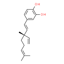 ChemSpider 2D Image | 4-[(1E,3S)-3,7-Dimethyl-3-vinyl-1,6-octadien-1-yl]-1,2-benzenediol | C18H24O2