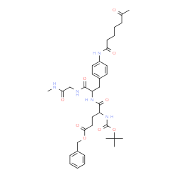 ChemSpider 2D Image | Benzyl 5-[(1-{[2-(methylamino)-2-oxoethyl]amino}-1-oxo-3-{4-[(6-oxoheptanoyl)amino]phenyl}-2-propanyl)amino]-4-({[(2-methyl-2-propanyl)oxy]carbonyl}amino)-5-oxopentanoate | C36H49N5O9