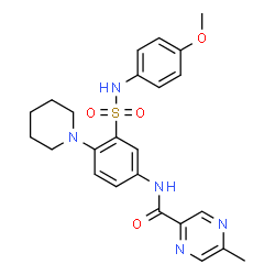 ChemSpider 2D Image | N-{3-[(4-Methoxyphenyl)sulfamoyl]-4-(1-piperidinyl)phenyl}-5-methyl-2-pyrazinecarboxamide | C24H27N5O4S