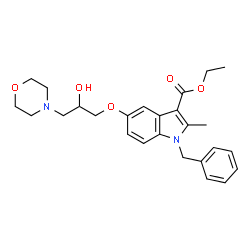 ChemSpider 2D Image | Ethyl 1-benzyl-5-[2-hydroxy-3-(4-morpholinyl)propoxy]-2-methyl-1H-indole-3-carboxylate | C26H32N2O5
