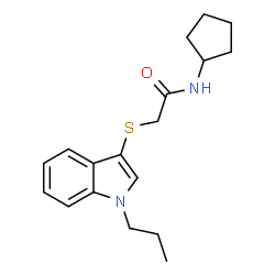 ChemSpider 2D Image | N-Cyclopentyl-2-[(1-propyl-1H-indol-3-yl)sulfanyl]acetamide | C18H24N2OS