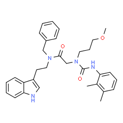 ChemSpider 2D Image | N-Benzyl-N~2~-[(2,3-dimethylphenyl)carbamoyl]-N-[2-(1H-indol-3-yl)ethyl]-N~2~-(3-methoxypropyl)glycinamide | C32H38N4O3