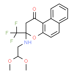 ChemSpider 2D Image | 3-[(2,2-Dimethoxyethyl)amino]-3-(trifluoromethyl)-2,3-dihydro-1H-benzo[f]chromen-1-one | C18H18F3NO4