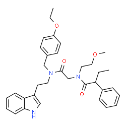 ChemSpider 2D Image | N-(2-{(4-Ethoxybenzyl)[2-(1H-indol-3-yl)ethyl]amino}-2-oxoethyl)-N-(2-methoxyethyl)-2-phenylbutanamide | C34H41N3O4