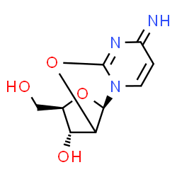 ChemSpider 2D Image | (2R,3R,9aR)-2-(Hydroxymethyl)-6-imino-2,3,3a,9a-tetrahydro-6H-furo[2',3':4,5][1,3]oxazolo[3,2-a]pyrimidin-3-ol | C9H11N3O4