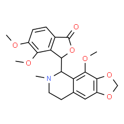 ChemSpider 2D Image | 4,5-Dimethoxy-3-(4-methoxy-6-methyl-5,6,7,8-tetrahydro[1,3]dioxolo[4,5-g]isoquinolin-5-yl)-2-benzofuran-1(3H)-one | C22H23NO7