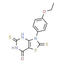 ChemSpider 2D Image | 3-(4-Ethoxyphenyl)-2,5-dithioxo-2,3,5,6-tetrahydro[1,3]thiazolo[4,5-d]pyrimidin-7(4H)-one | C13H11N3O2S3