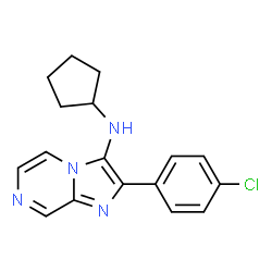 ChemSpider 2D Image | 2-(4-Chlorophenyl)-N-cyclopentylimidazo[1,2-a]pyrazin-3-amine | C17H17ClN4