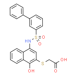 ChemSpider 2D Image | ({4-[(3-Biphenylylsulfonyl)amino]-1-hydroxy-2-naphthyl}sulfanyl)acetic acid | C24H19NO5S2