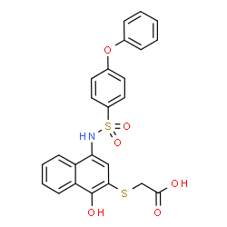 ChemSpider 2D Image | [(1-Hydroxy-4-{[(4-phenoxyphenyl)sulfonyl]amino}-2-naphthyl)sulfanyl]acetic acid | C24H19NO6S2