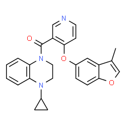 ChemSpider 2D Image | (4-Cyclopropyl-3,4-dihydro-1(2H)-quinoxalinyl){4-[(3-methyl-1-benzofuran-5-yl)oxy]-3-pyridinyl}methanone | C26H23N3O3