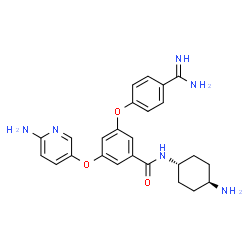 ChemSpider 2D Image | N-(trans-4-Aminocyclohexyl)-3-[(6-amino-3-pyridinyl)oxy]-5-(4-carbamimidoylphenoxy)benzamide | C25H28N6O3